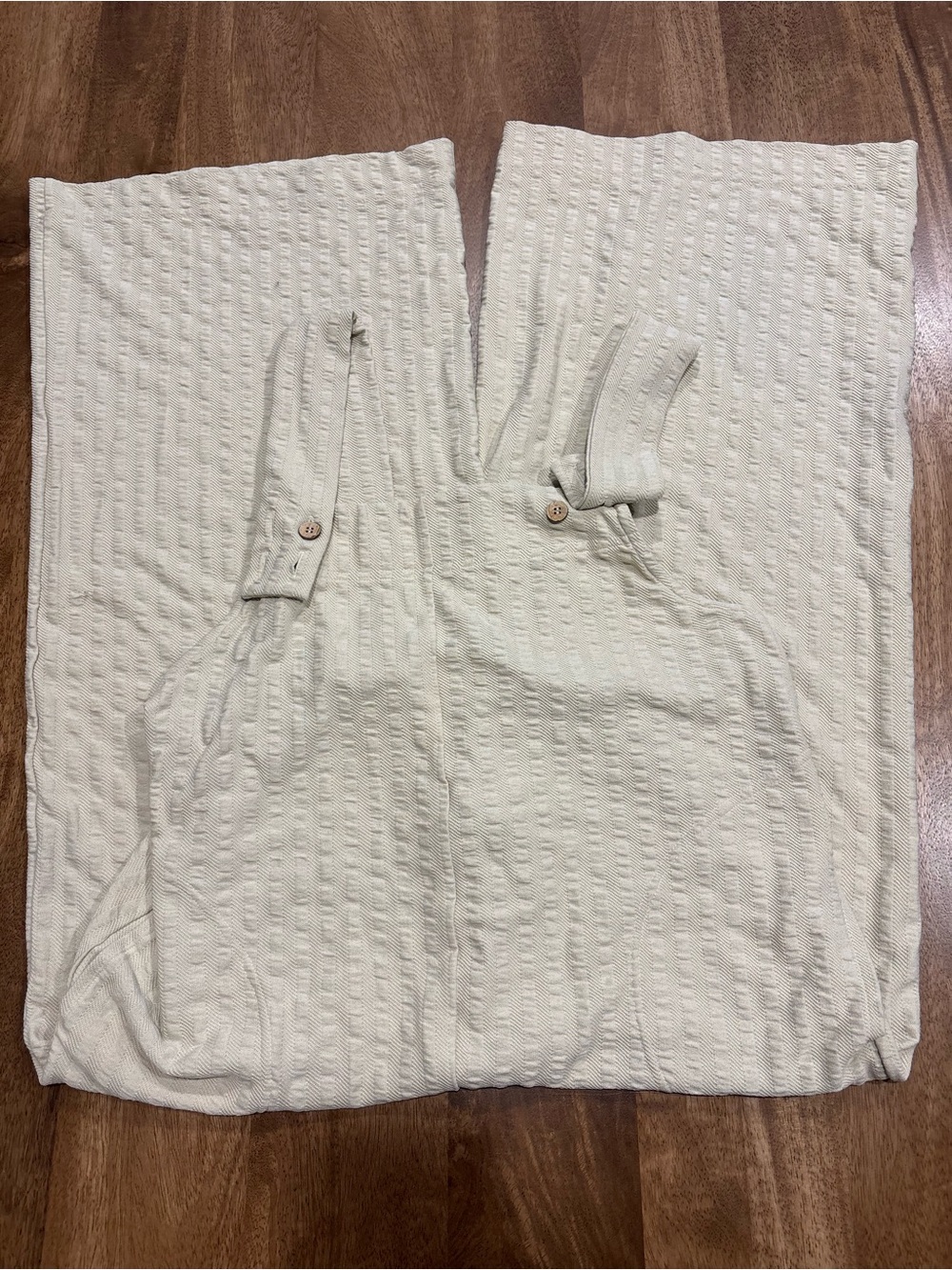 Free people beach Cream Textured Button Strap Romper